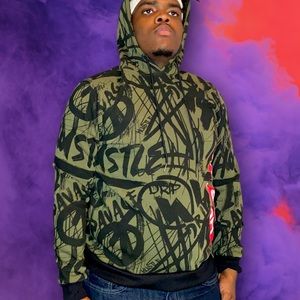 Seven Souls Hustle Marker Hoodie Olive Green Size Small